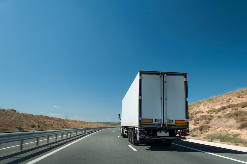 Freight trailer on the road